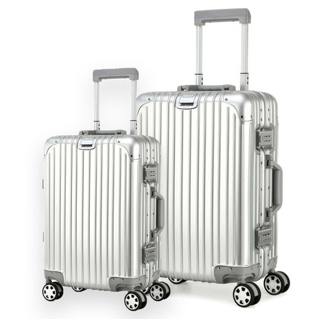 Aluminum suitcase set 2 pieces - TSA-Lock - Silver Iron