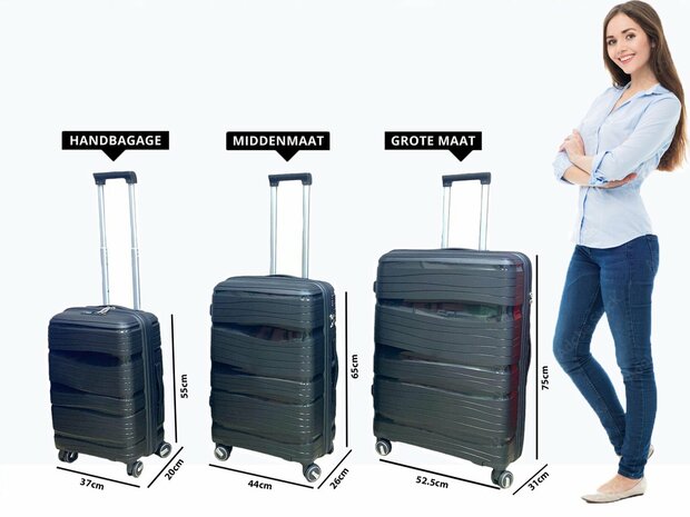 Travel suitcase - luggage PP - black - silicone 78CM