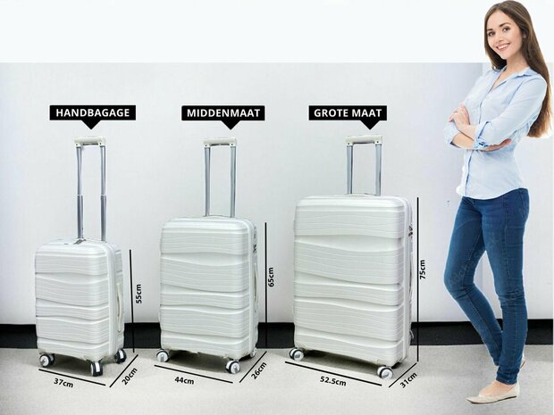 Travel suitcase - hand luggage - White- silicone 55CM