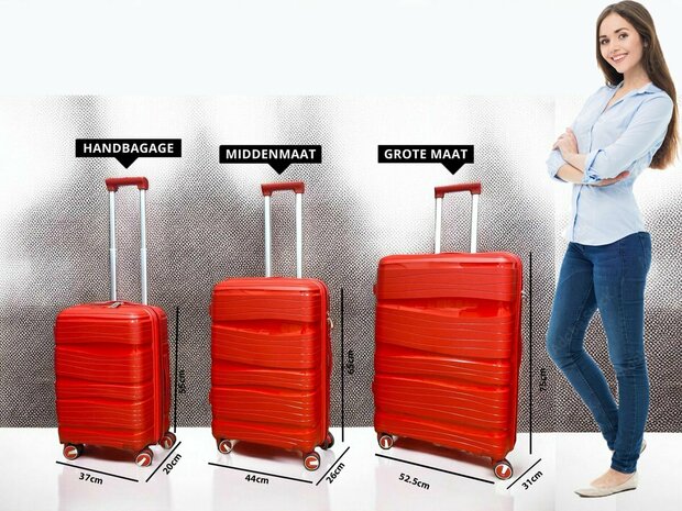 Travel suitcase - hand luggage - rood - silicone 55CM