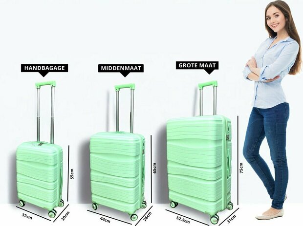 Travel suitcase - hand luggage - mint green - silicone 55CM