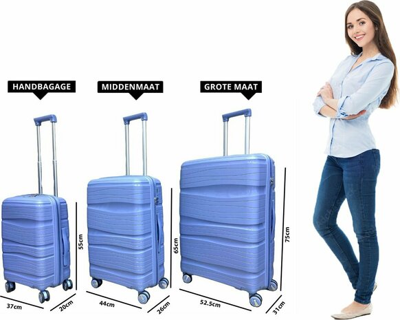 Travel suitcase - hand luggage - sapphire blue  - silicone 55CM