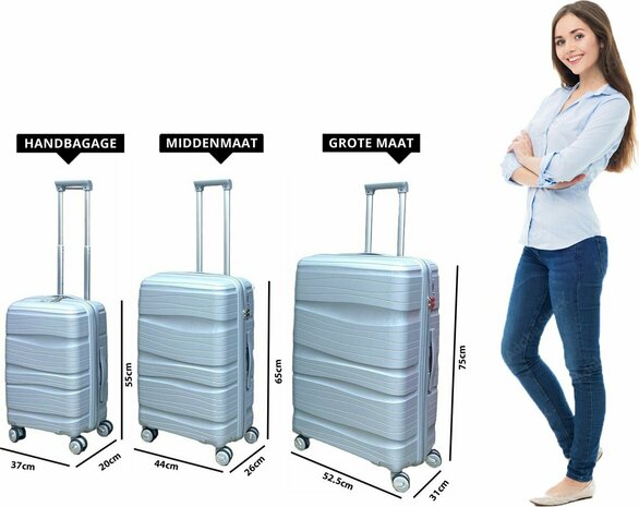 Travel suitcase - hand luggage - grey  - silicone 55CM