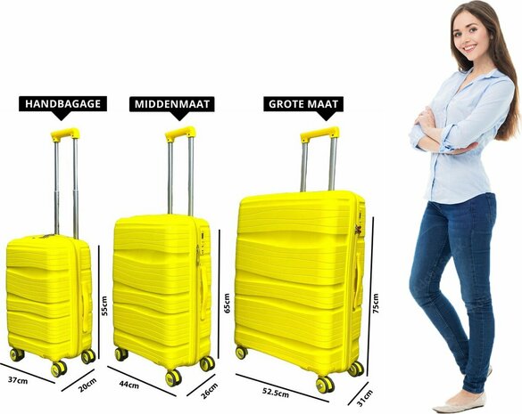 Travel suitcase - hand luggage - yellow - silicone 55CM