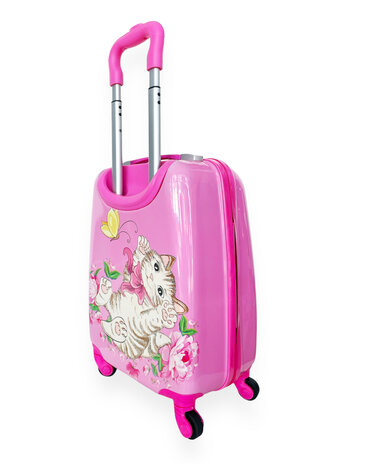 Kinder Koffer - Kitten Print - Roze - Handbagage - 31L)