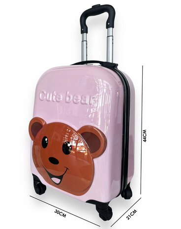 Handbagage - Kinderkoffer - Teddy Beer Roze - 31L 