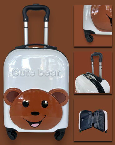 Handbagage - Kinderkoffer - Teddy Beer Wit - 31L