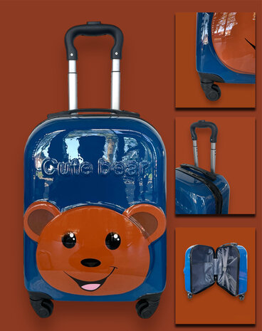 Hand luggage Children&#039;s suitcase Teddy Bear blue (31L)