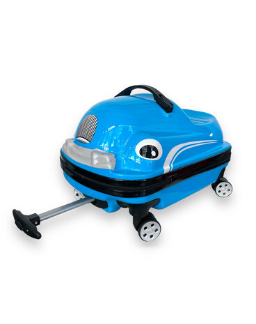 Kinder Zitkoffer Auto en Loopauto 2 in 1 Blauw - 32L)