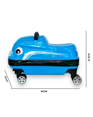 Kinder Koffer - Zit en Loop Auto - 2 in 1 Blauw - 32L