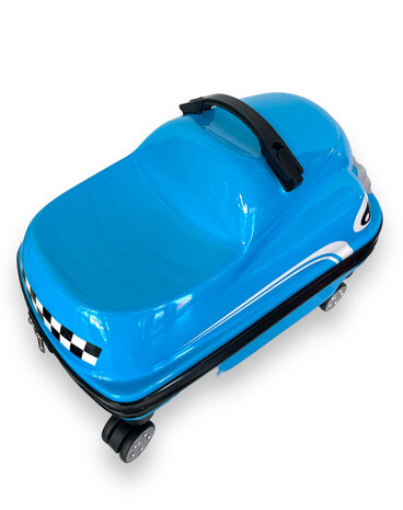 Kinder Koffer - Zit en Loop Auto - 2 in 1 Blauw - 32L