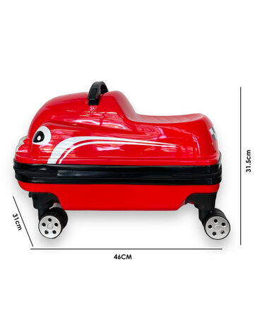 Kinder Koffer - Zit en Loopauto - 2 in 1 Rood - 32L