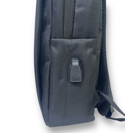 Backpack black - Splashproof - USB charging port - travel bag