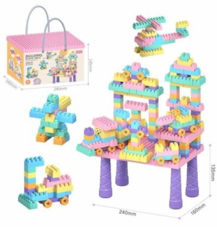 Construction blocks - set of 360 building blocks - Building blocks pink