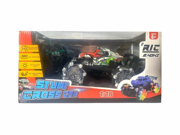 RC Auto - STUNT CROSS CAR - Rc monster car - 2.4GHz 1:18