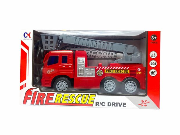 RC Brandweerwagen Fire Rescue Truck rood 26cm 1:16