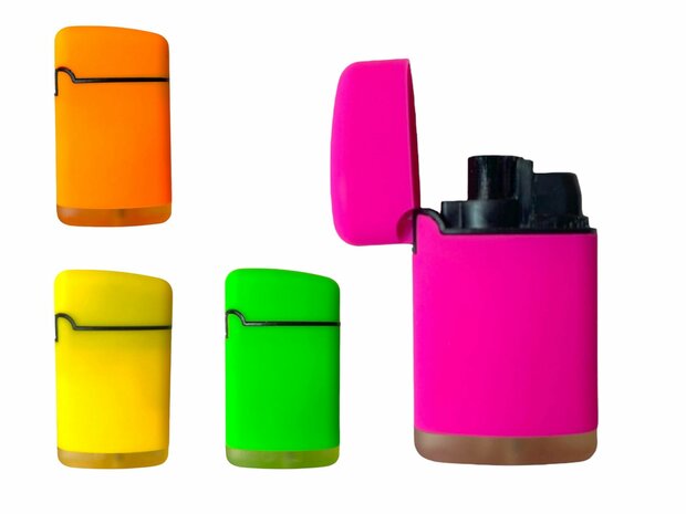 Turbo lighter 20 pieces in display - 4 ass. soft color - soft touch lighters