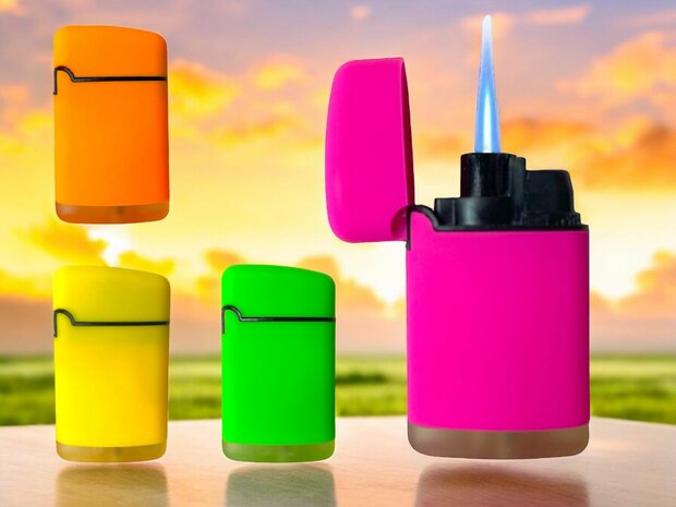 Turbo aansteker 20 stuks in display - 4 ass. soft color - soft touch lighters