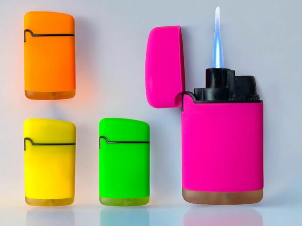 Turbo aansteker 20 stuks in display - 4 ass. soft color - soft touch lighters