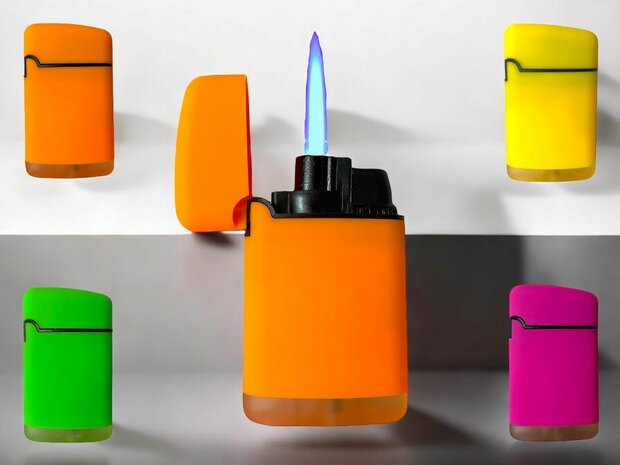 Turbo aansteker 20 stuks in display - 4 ass. soft color - soft touch lighters