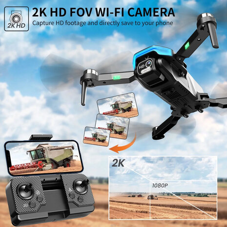 Drone - brushless motor - HD live camera - hover mode - foldable incl. bag