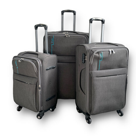 Europe Travel - suitcase set of 3 pieces - soft fabric - Polyester