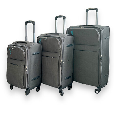 Europe Travel - suitcase set of 3 pieces - soft fabric - Polyester