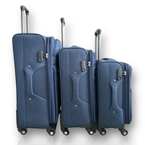 Europe Travel - suitcase set fabric - 3-piece - Polyester