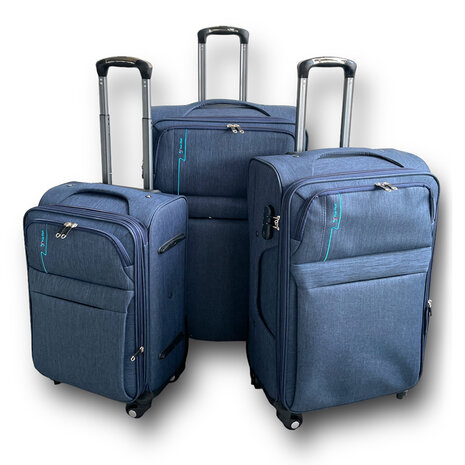 Europe Travel - suitcase set fabric - 3-piece - Polyester