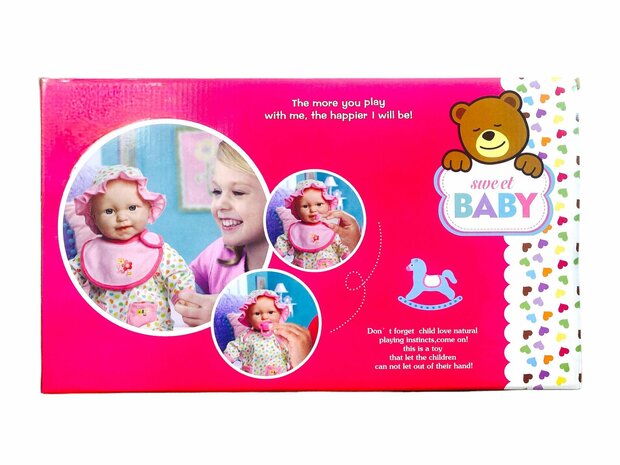 Baby doll sweet with different baby sounds + accessories - 46cm