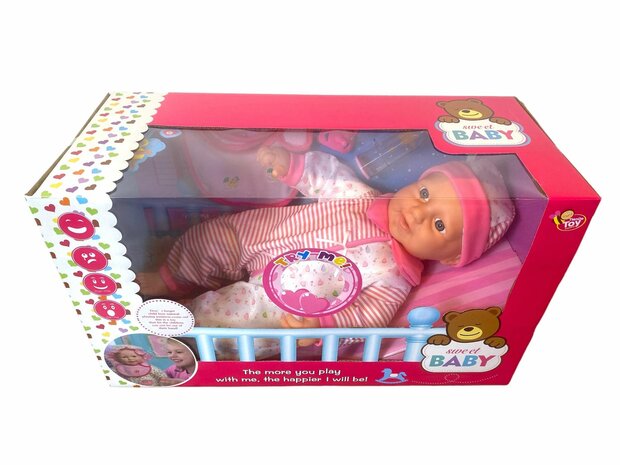 Baby doll sweet with different baby sounds + accessories - 46cm P