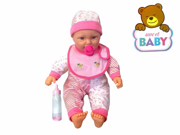 Baby doll sweet with different baby sounds + accessories - 46cm P