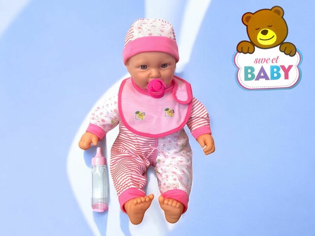 Baby doll sweet with different baby sounds + accessories - 46cm P