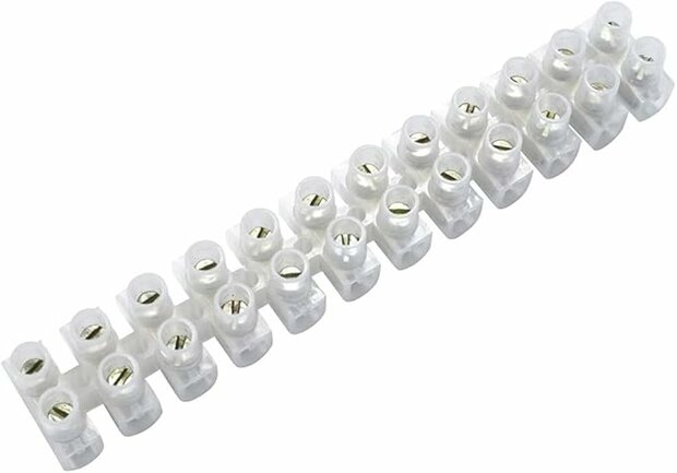 Terminal block strip - terminal clamps - 10mm2 white 12 pieces