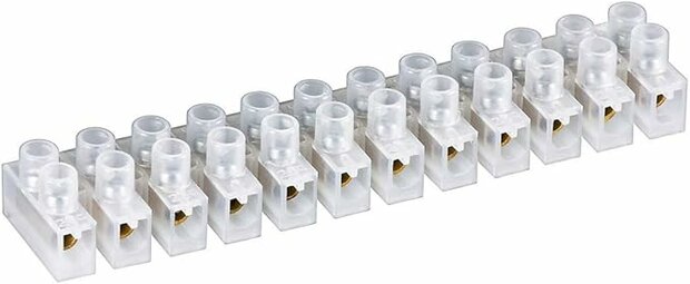 Terminal block strip - terminal clamps - 10mm2 white 12 pieces