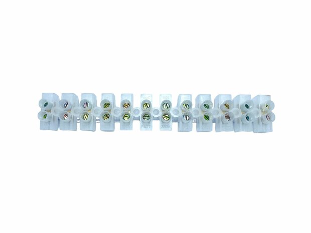 Terminal block strip - terminal clamps - 10mm2 white 12 pieces