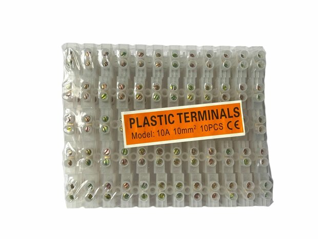 Terminal block strip - terminal clamps - 10mm2 white 120 pieces