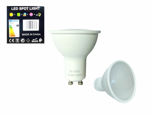 LED-SPOT GU10 5W 220V Koud Wit 6000K 8000K