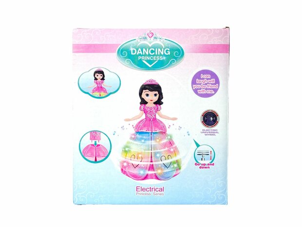 Dansende Prinses Engel - Pop met 3D Led Verlichting - Muziek - 360&deg; Draaibaar - Bump and Go 