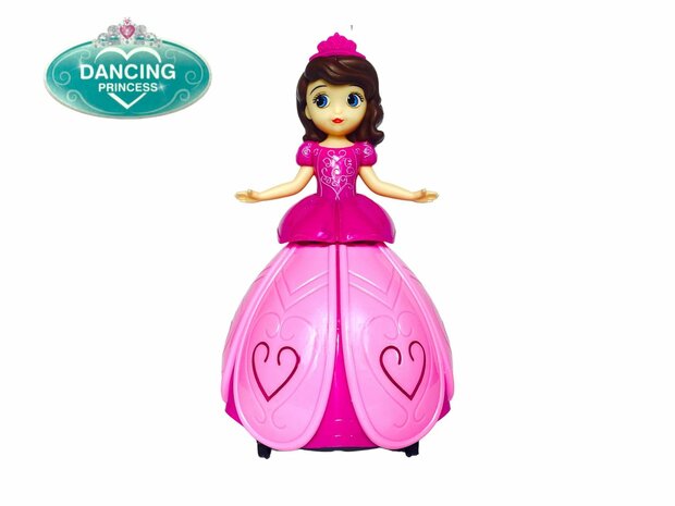 Dansende Prinses Engel - Pop met 3D Led Verlichting - Muziek - 360&deg; Draaibaar - Bump and Go 