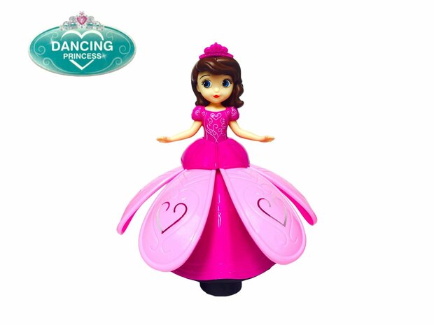 Dansende Prinses Engel - Pop met 3D Led Verlichting - Muziek - 360&deg; Draaibaar - Bump and Go 