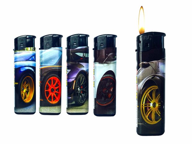 Lighters 50 pieces - refillable - adjustable flame - print