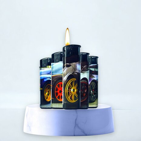 Lighters 50 pieces - refillable - adjustable flame - print