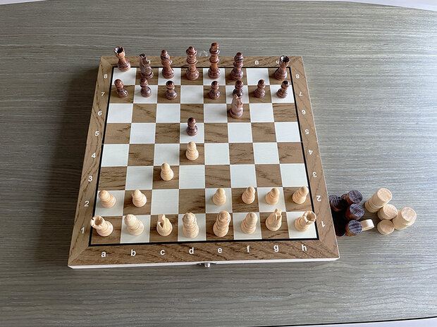 Chess and checkers 2in1 package - Foldable - magnetic chess pieces and checkers pieces - Wood - 34CM