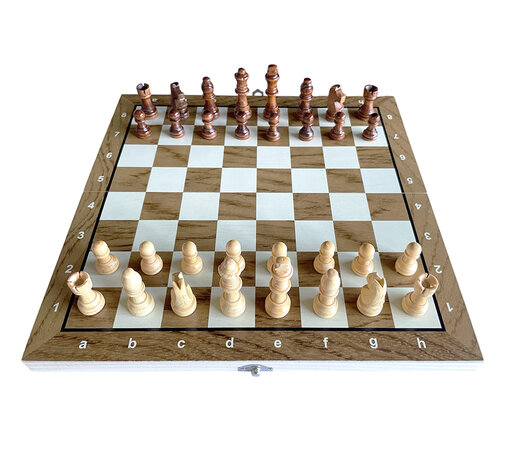 Chess and checkers 2in1 package - Foldable - magnetic chess pieces and checkers pieces - Wood - 34CM