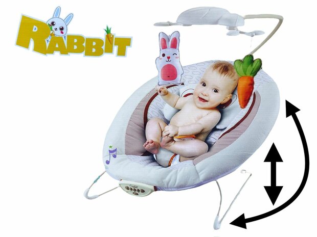 Wipstoel met Muziek en Trilfunctie - Baby Bouncer - Babygo - with Music and Vibration Function 