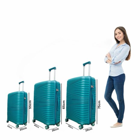 Suitcase set - Trolley set 3-piece - PP silicone travel suitcase Turquoise