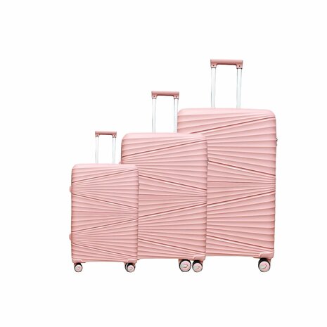 Koffers - Luxe - Set van 3 -  Pastel Roze - 55/65/75 cm