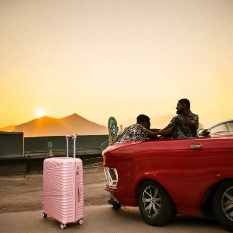 Suitcase set - Trolley set 3-piece - PP silicone travel suitcase pastel pink