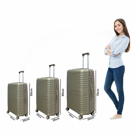 Luxury Suitcase Set - Trolley Set 3-Piece - PP Silicone Travel Case Mocha Brown